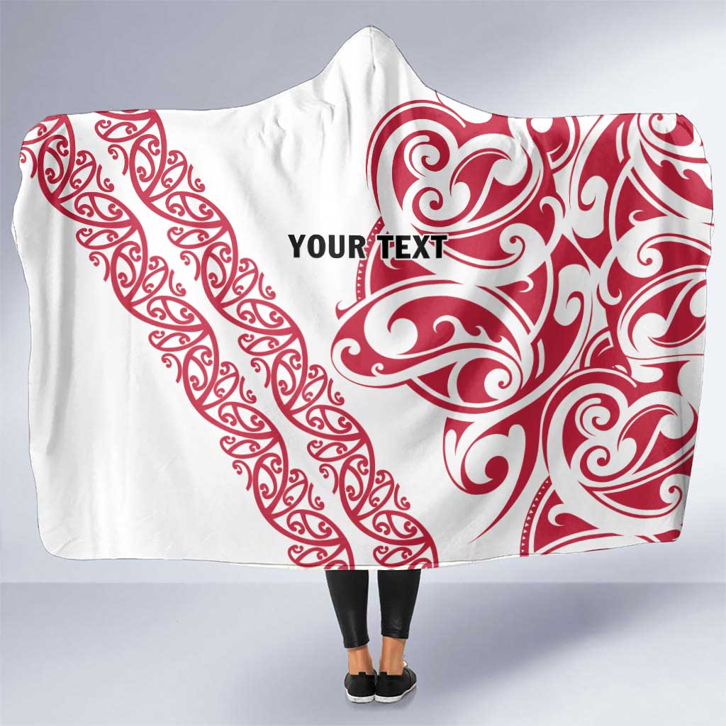 All White Maori Tribal Tattoo Personalised Hooded Blanket Classic Red Polynesian Style - Polynesian Pride