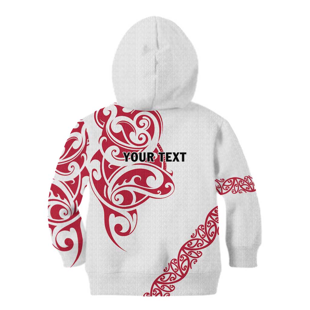 All White Maori Tribal Tattoo Personalised Kid Hoodie Classic Red Polynesian Style - Polynesian Pride