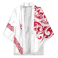 All White Maori Tribal Tattoo Personalised Kimono Classic Red Polynesian Style LT9 Unisex Red - Polynesian Pride