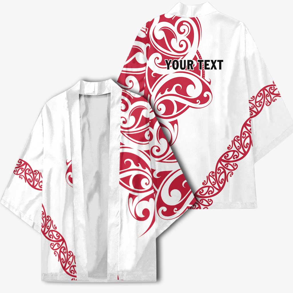 All White Maori Tribal Tattoo Personalised Kimono Classic Red Polynesian Style LT9 - Polynesian Pride