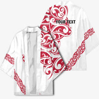 All White Maori Tribal Tattoo Personalised Kimono Classic Red Polynesian Style LT9 - Polynesian Pride