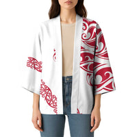 All White Maori Tribal Tattoo Personalised Kimono Classic Red Polynesian Style LT9 - Polynesian Pride
