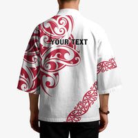 All White Maori Tribal Tattoo Personalised Kimono Classic Red Polynesian Style LT9 - Polynesian Pride