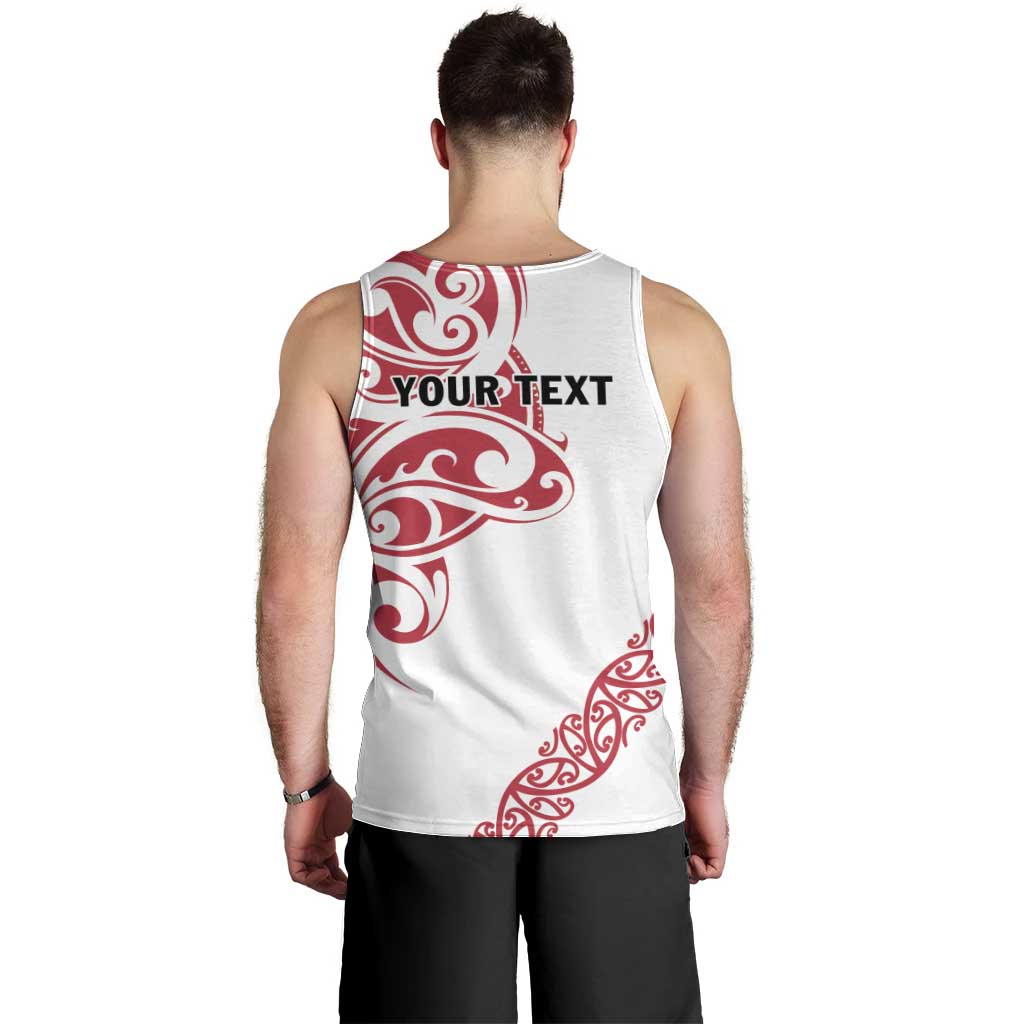 All White Maori Tribal Tattoo Personalised Men Tank Top Classic Red Polynesian Style - Polynesian Pride