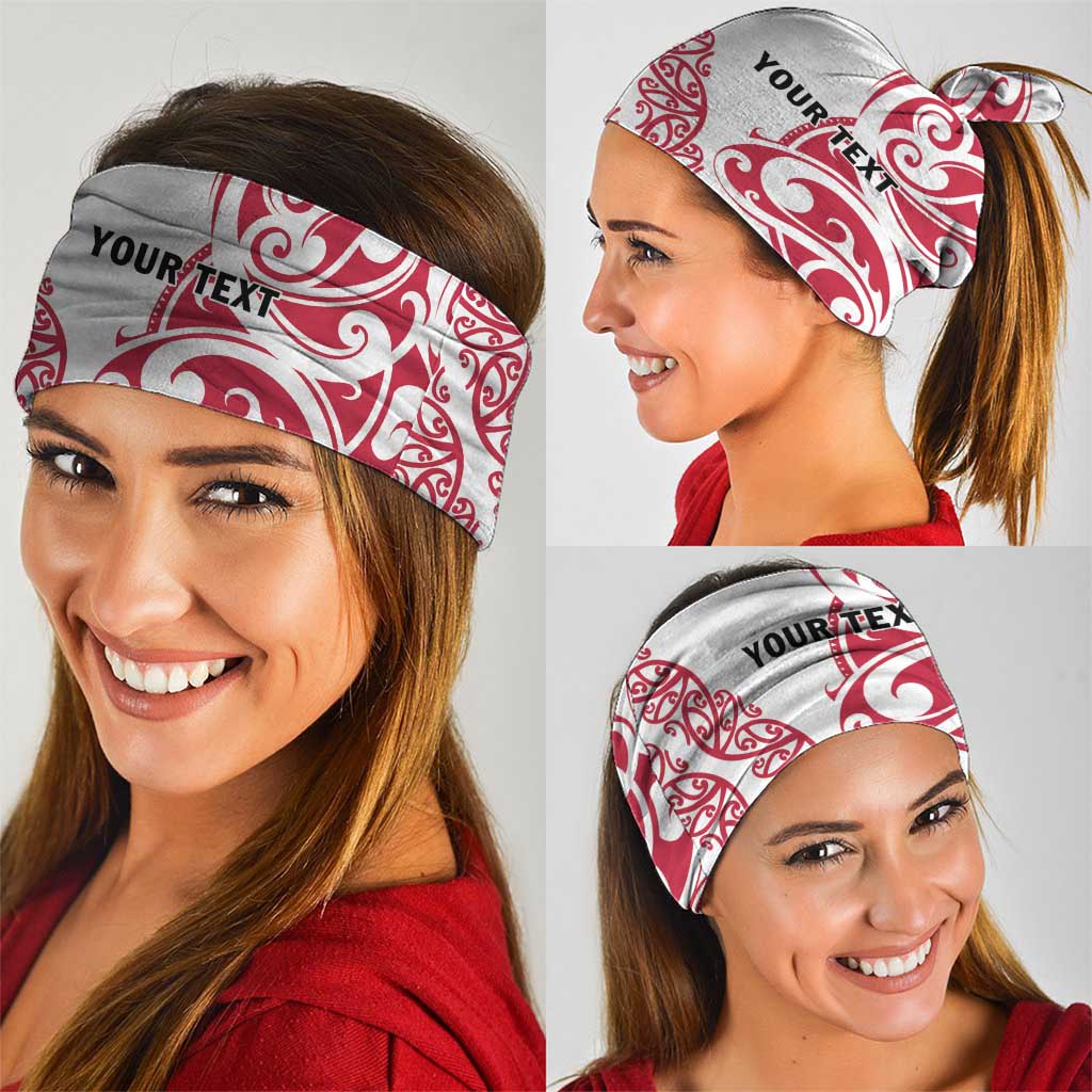 All White Maori Tribal Tattoo Personalised Neck Gaiter Classic Red Polynesian Style LT9