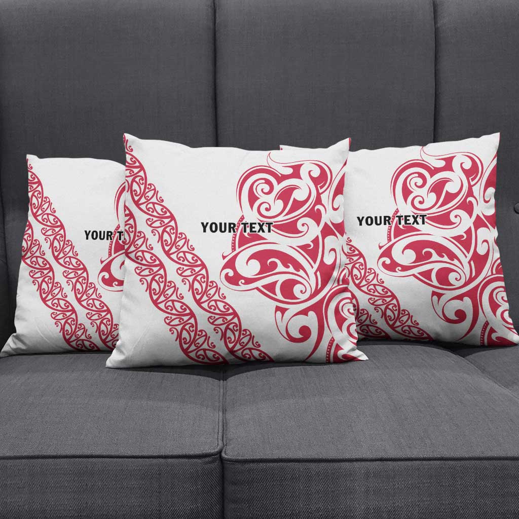 All White Maori Tribal Tattoo Personalised Pillow Cover Classic Red Polynesian Style - Polynesian Pride