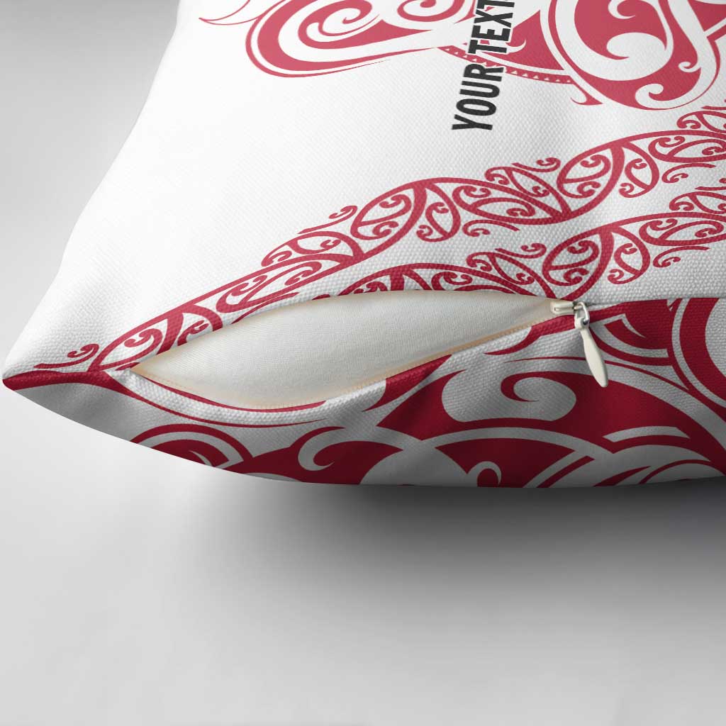 All White Maori Tribal Tattoo Personalised Pillow Cover Classic Red Polynesian Style - Polynesian Pride
