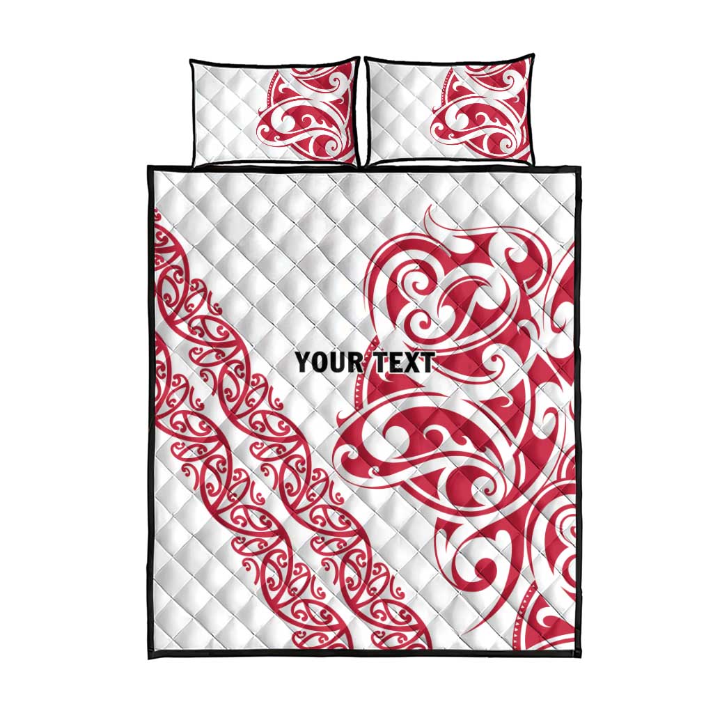 All White Maori Tribal Tattoo Personalised Quilt Bed Set Classic Red Polynesian Style - Polynesian Pride