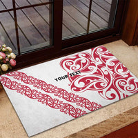 All White Maori Tribal Tattoo Personalised Rubber Doormat Classic Red Polynesian Style - Polynesian Pride
