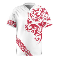 All White Maori Tribal Tattoo Personalised Rugby Jersey Classic Red Polynesian Style - Polynesian Pride