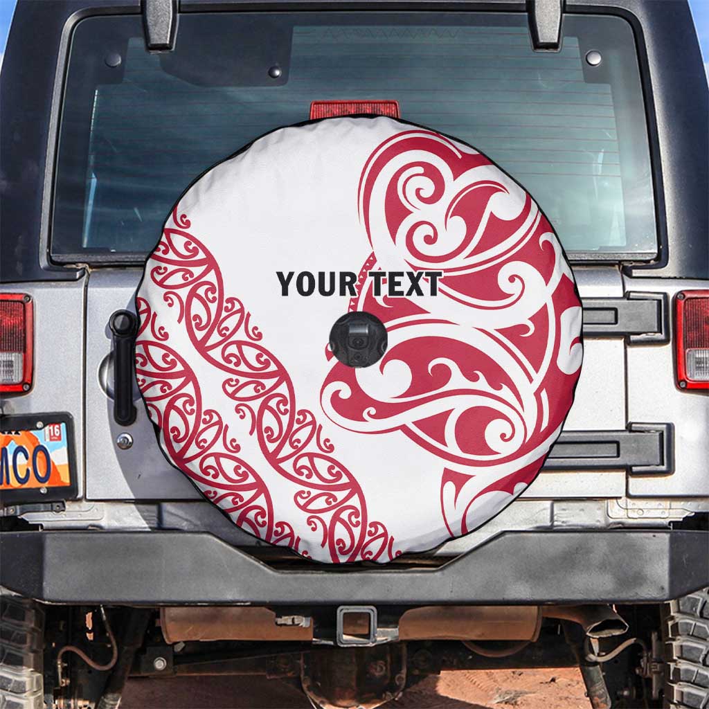 All White Maori Tribal Tattoo Personalised Spare Tire Cover Classic Red Polynesian Style - Polynesian Pride