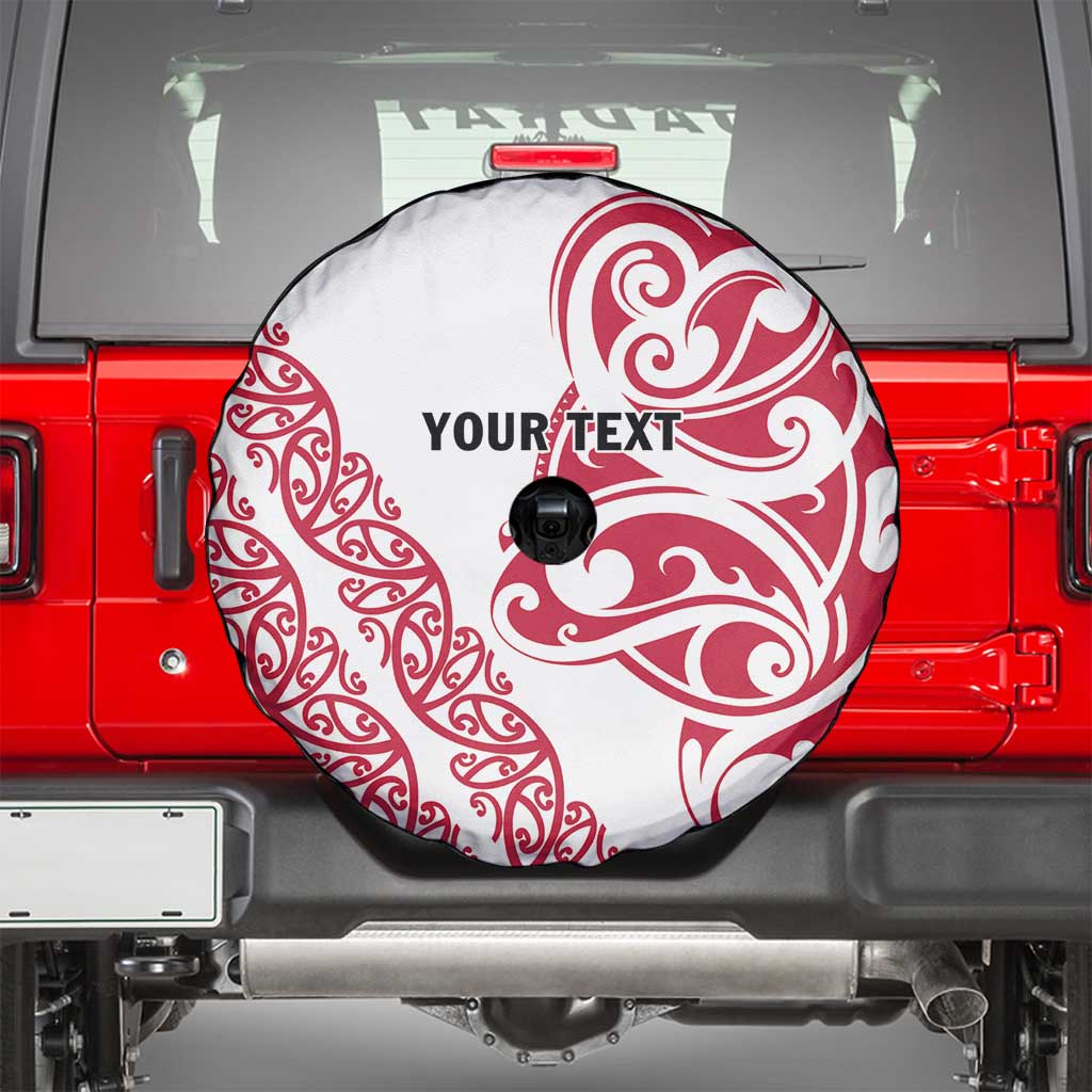 All White Maori Tribal Tattoo Personalised Spare Tire Cover Classic Red Polynesian Style - Polynesian Pride