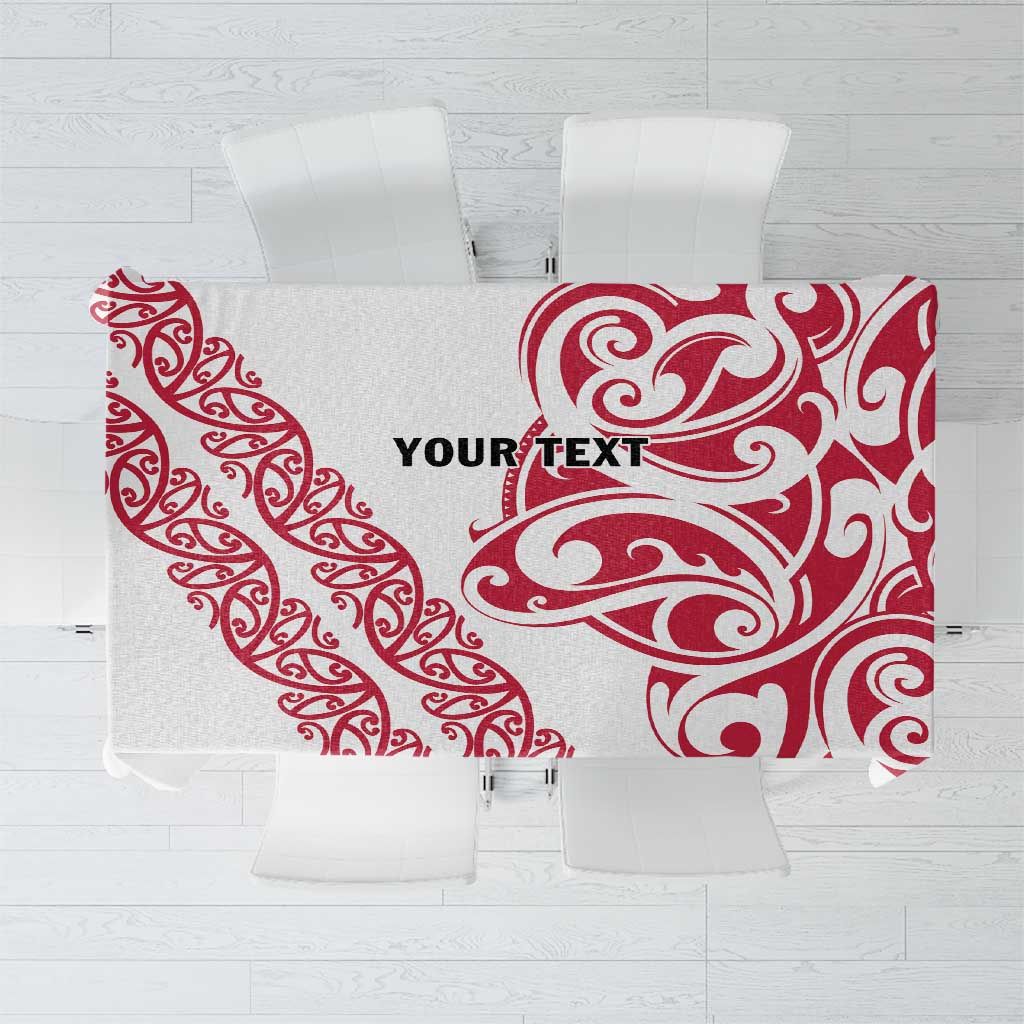All White Maori Tribal Tattoo Personalised Tablecloth Classic Red Polynesian Style - Polynesian Pride