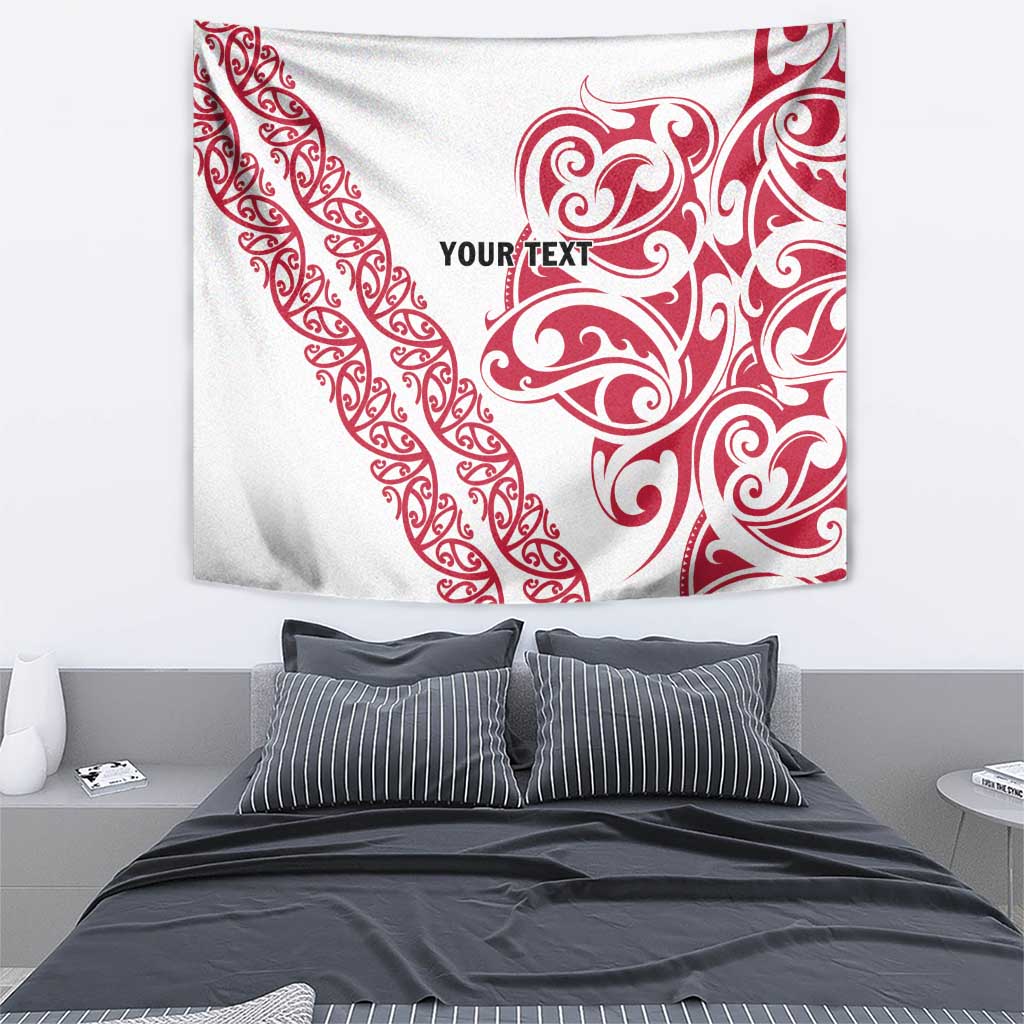 All White Maori Tribal Tattoo Personalised Tapestry Classic Red Polynesian Style LT9 - Polynesian Pride