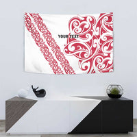 All White Maori Tribal Tattoo Personalised Tapestry Classic Red Polynesian Style LT9 - Polynesian Pride