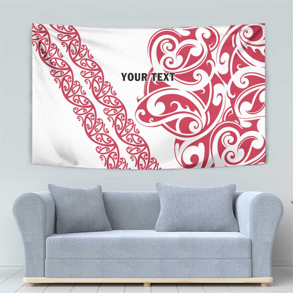 All White Maori Tribal Tattoo Personalised Tapestry Classic Red Polynesian Style LT9 - Polynesian Pride