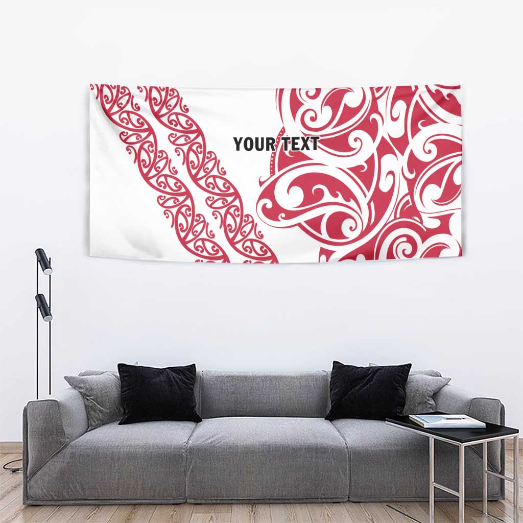 All White Maori Tribal Tattoo Personalised Tapestry Classic Red Polynesian Style LT9 - Polynesian Pride