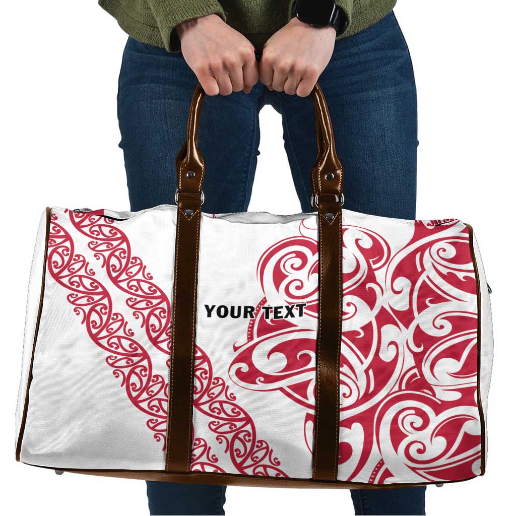 All White Maori Tribal Tattoo Personalised Travel Bag Classic Red Polynesian Style - Polynesian Pride