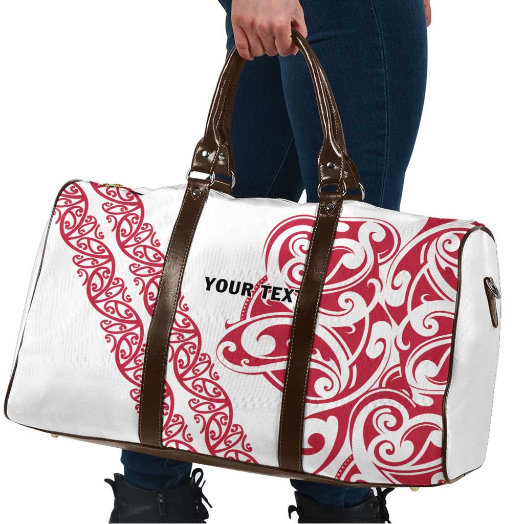 All White Maori Tribal Tattoo Personalised Travel Bag Classic Red Polynesian Style - Polynesian Pride