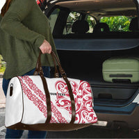 All White Maori Tribal Tattoo Personalised Travel Bag Classic Red Polynesian Style - Polynesian Pride