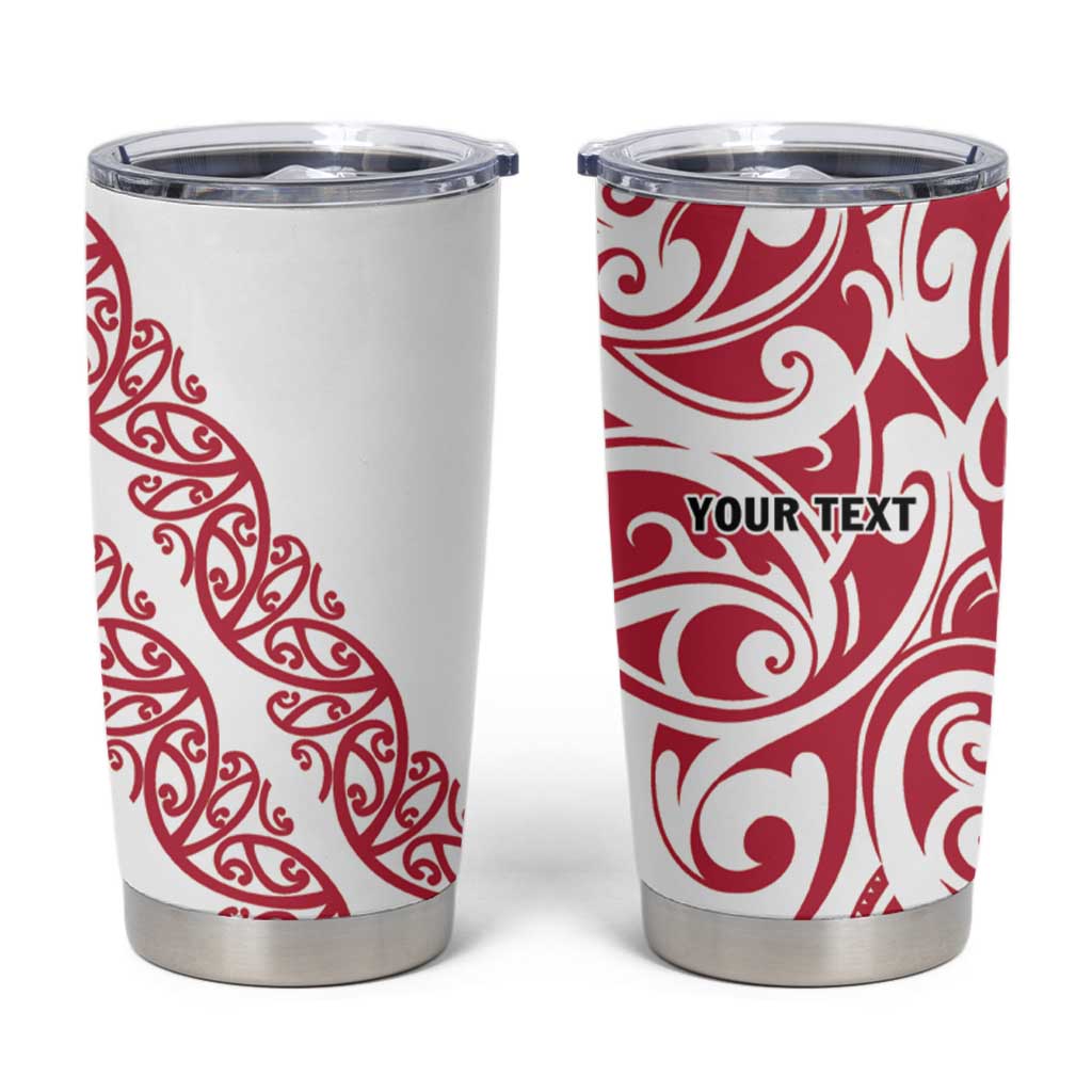 All White Maori Tribal Tattoo Personalised Tumbler Cup Classic Red Polynesian Style - Polynesian Pride