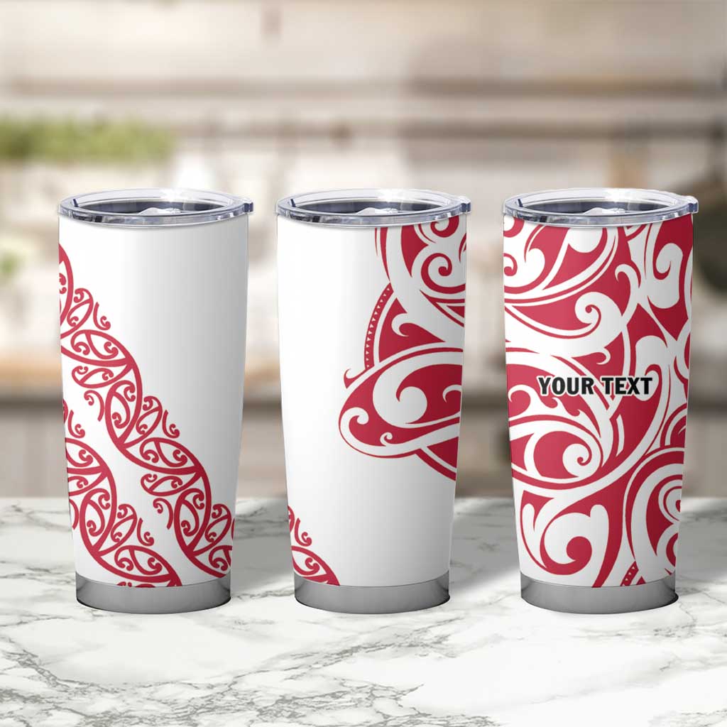 All White Maori Tribal Tattoo Personalised Tumbler Cup Classic Red Polynesian Style - Polynesian Pride