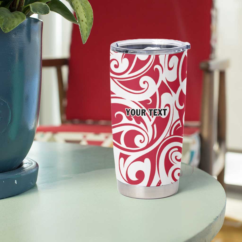 All White Maori Tribal Tattoo Personalised Tumbler Cup Classic Red Polynesian Style - Polynesian Pride