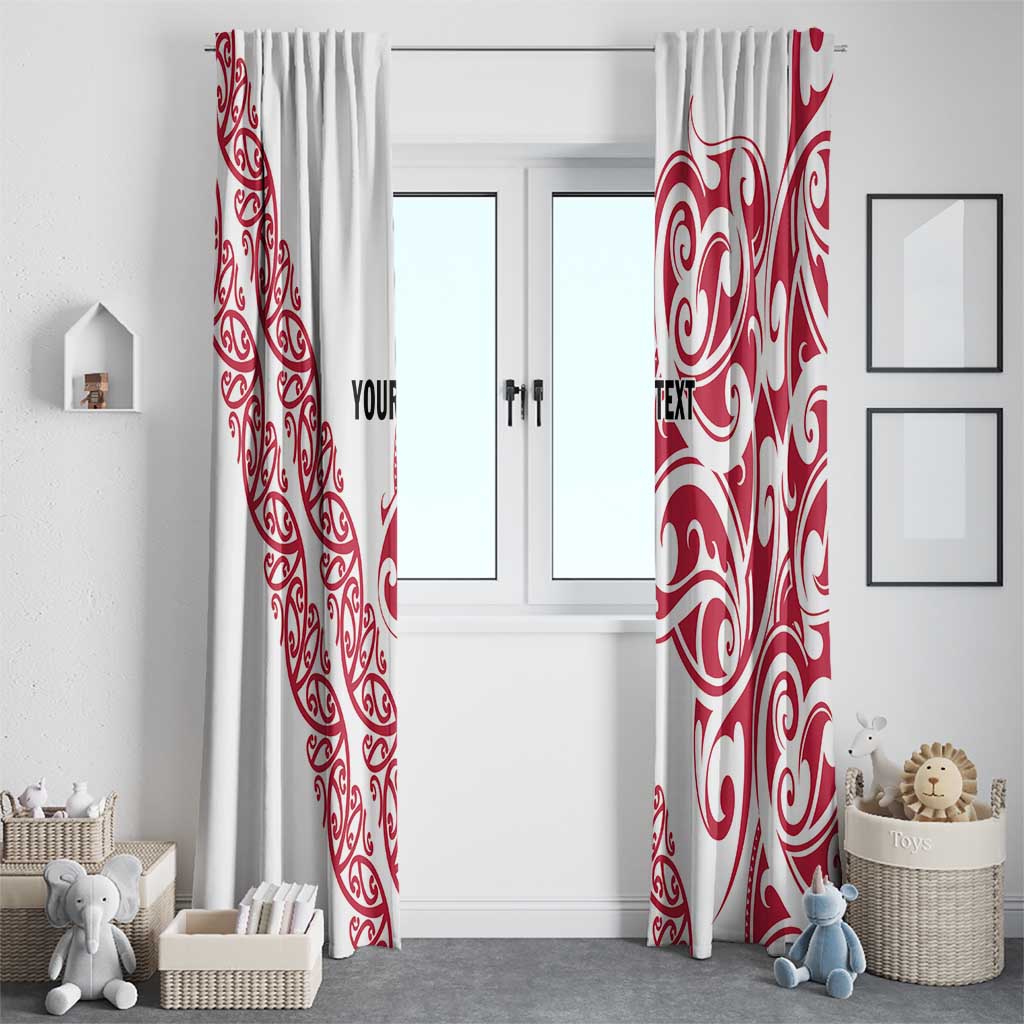 All White Maori Tribal Tattoo Personalised Window Curtain Classic Red Polynesian Style LT9 - Polynesian Pride