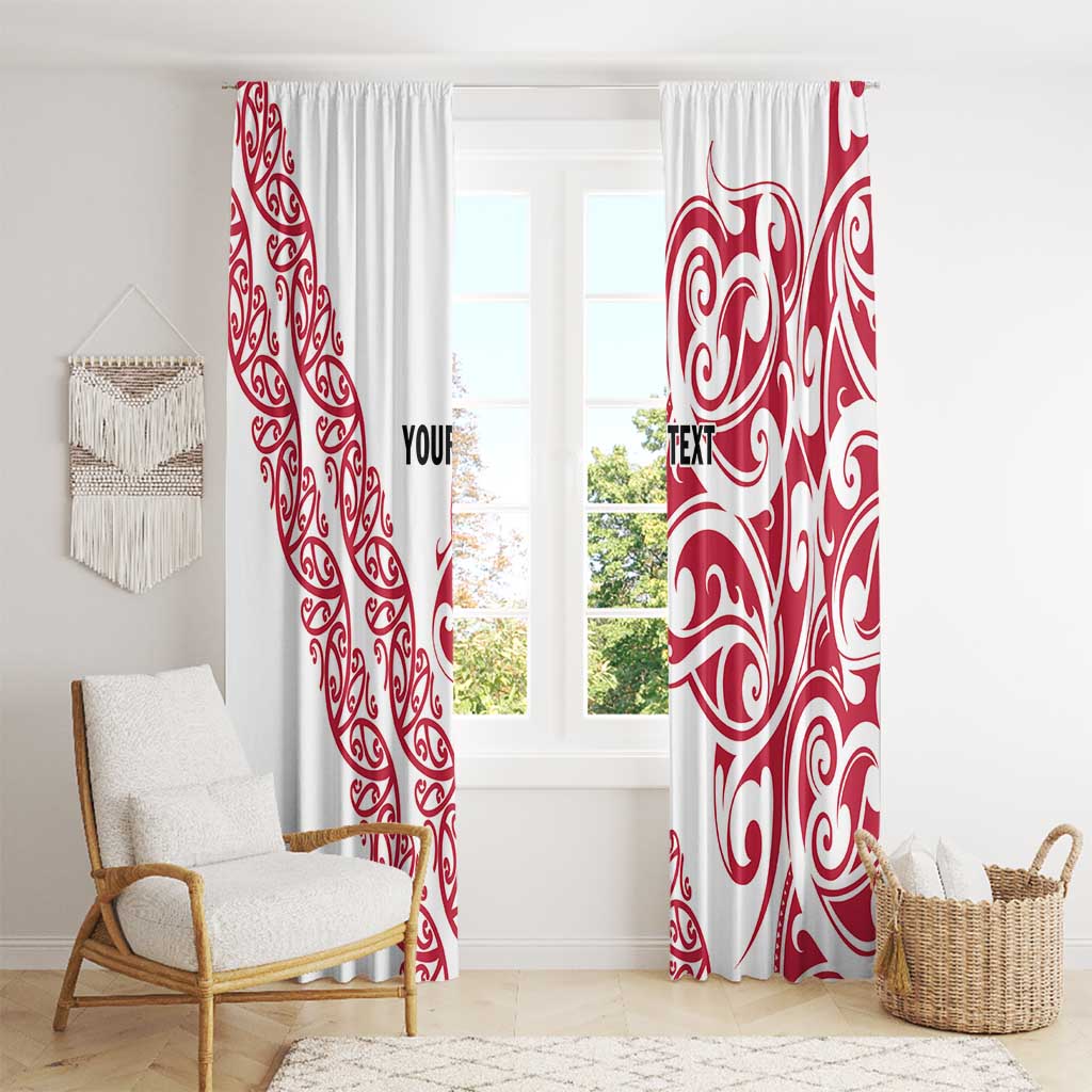 All White Maori Tribal Tattoo Personalised Window Curtain Classic Red Polynesian Style LT9 - Polynesian Pride