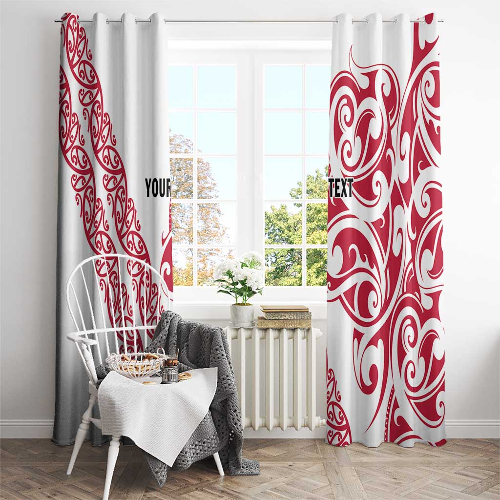 All White Maori Tribal Tattoo Personalised Window Curtain Classic Red Polynesian Style LT9 - Polynesian Pride