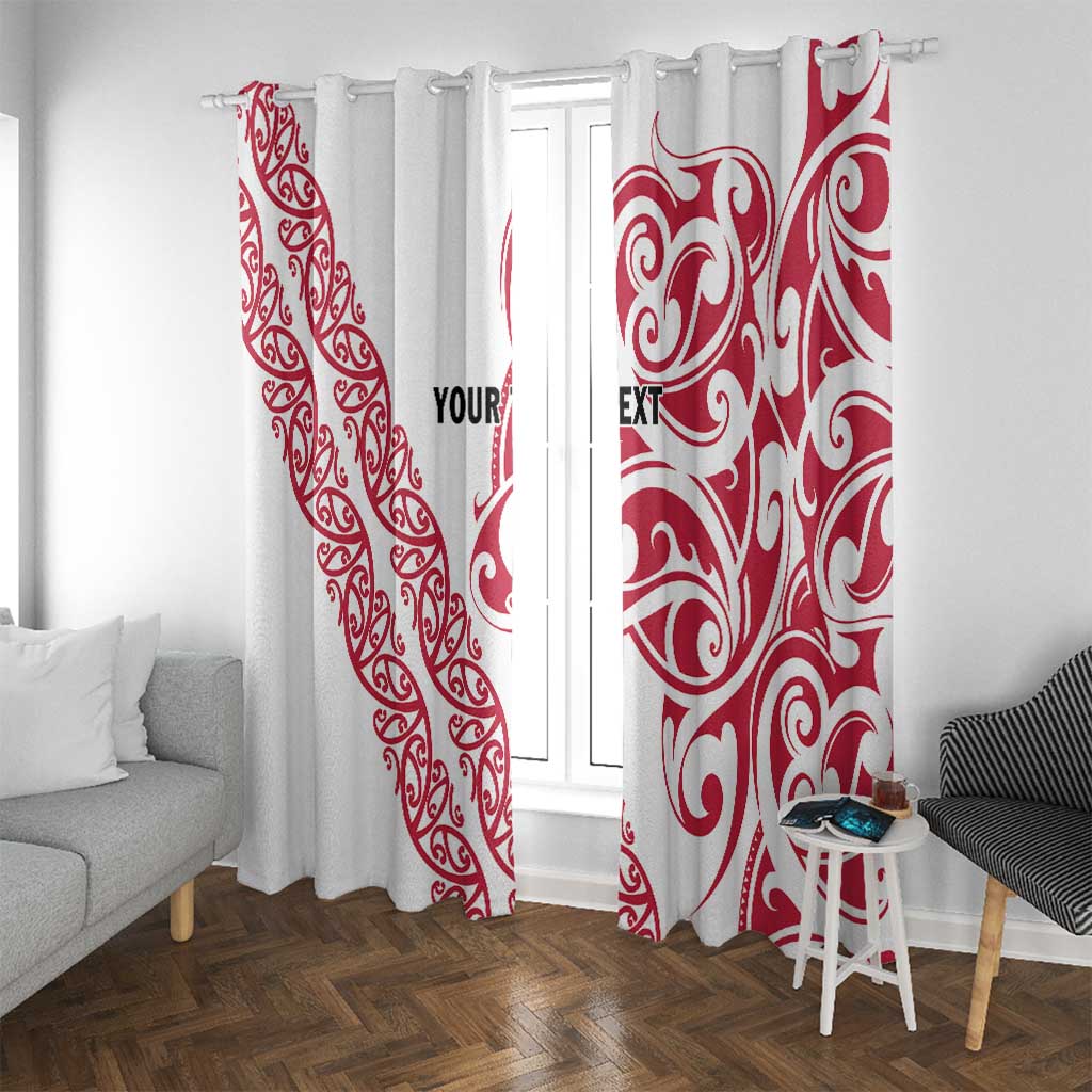 All White Maori Tribal Tattoo Personalised Window Curtain Classic Red Polynesian Style LT9 With Grommets Red - Polynesian Pride