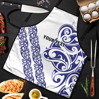All White Maori Tribal Tattoo Personalised Apron Dark Blue Polynesian Style - Polynesian Pride