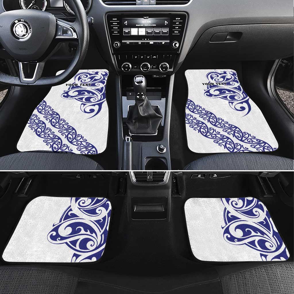 All White Maori Tribal Tattoo Personalised Car Mats Dark Blue Polynesian Style LT9 Set 4pcs Blue - Polynesian Pride