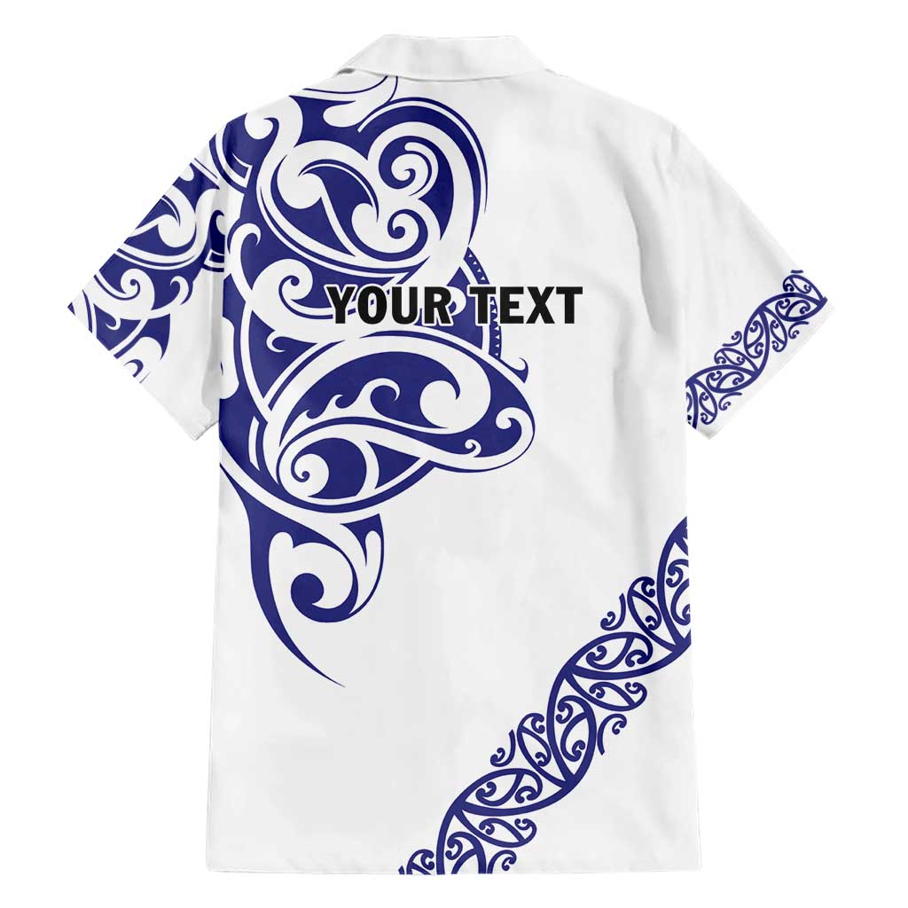 All White Maori Tribal Tattoo Personalised Family Matching Short Sleeve Bodycon Dress and Hawaiian Shirt Dark Blue Polynesian Style - Polynesian Pride