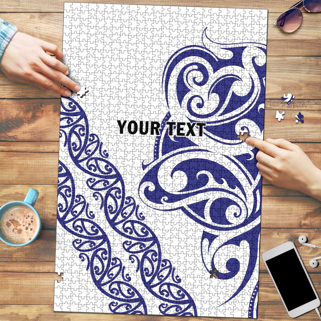 All White Maori Tribal Tattoo Personalised Puzzle Dark Blue Polynesian Style LT9 Blue - Polynesian Pride