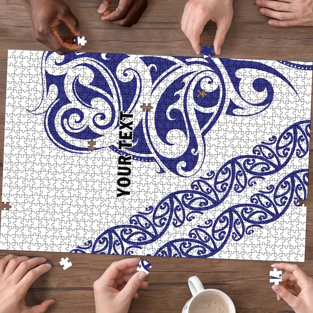 All White Maori Tribal Tattoo Personalised Puzzle Dark Blue Polynesian Style LT9 - Polynesian Pride