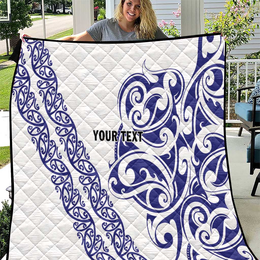 All White Maori Tribal Tattoo Personalised Quilt Dark Blue Polynesian Style LT9 Blue - Polynesian Pride