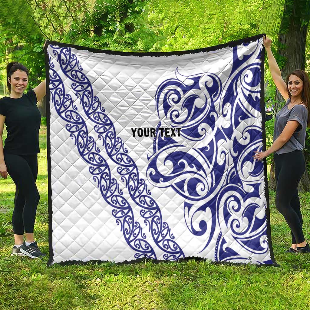 All White Maori Tribal Tattoo Personalised Quilt Dark Blue Polynesian Style LT9 - Polynesian Pride