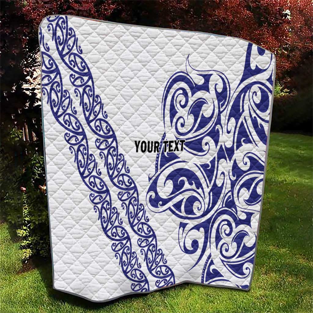 All White Maori Tribal Tattoo Personalised Quilt Dark Blue Polynesian Style LT9 - Polynesian Pride