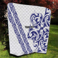 All White Maori Tribal Tattoo Personalised Quilt Dark Blue Polynesian Style LT9 - Polynesian Pride