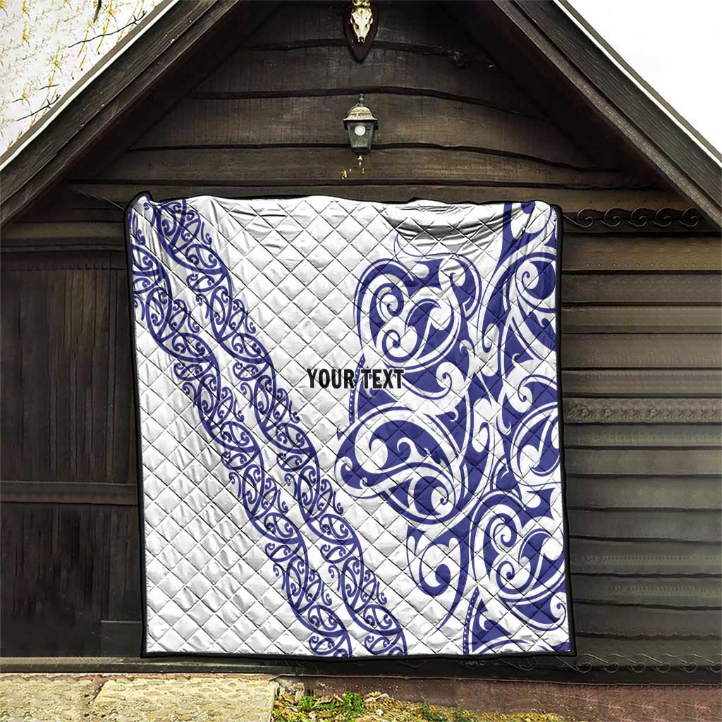 All White Maori Tribal Tattoo Personalised Quilt Dark Blue Polynesian Style LT9 - Polynesian Pride