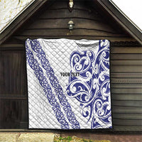 All White Maori Tribal Tattoo Personalised Quilt Dark Blue Polynesian Style LT9 - Polynesian Pride
