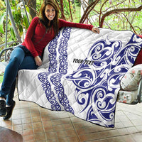 All White Maori Tribal Tattoo Personalised Quilt Dark Blue Polynesian Style LT9 - Polynesian Pride