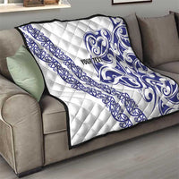 All White Maori Tribal Tattoo Personalised Quilt Dark Blue Polynesian Style LT9 - Polynesian Pride