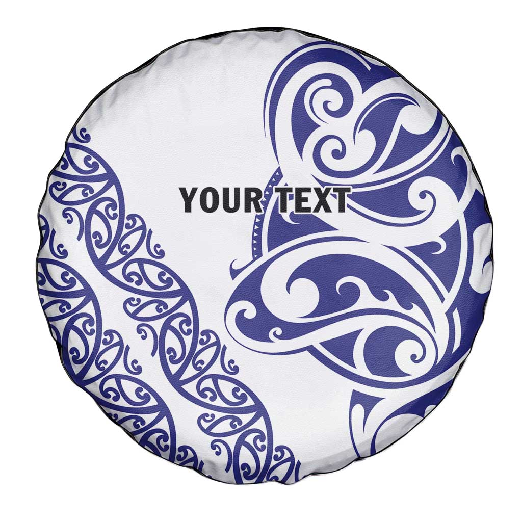 All White Maori Tribal Tattoo Personalised Spare Tire Cover Dark Blue Polynesian Style - Polynesian Pride