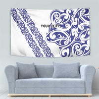 All White Maori Tribal Tattoo Personalised Tapestry Dark Blue Polynesian Style LT9 - Polynesian Pride