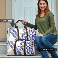 All White Maori Tribal Tattoo Personalised Travel Bag Dark Blue Polynesian Style - Polynesian Pride