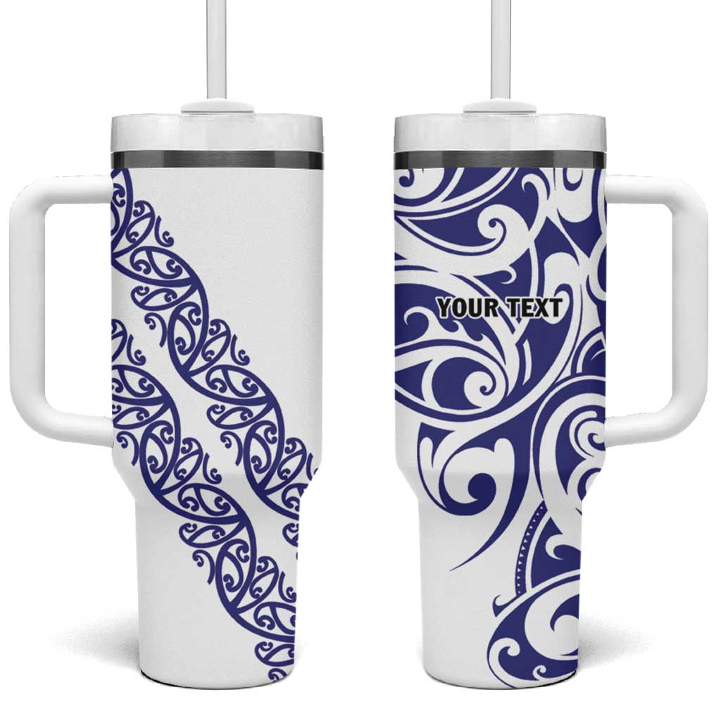 All White Maori Tribal Tattoo Personalised Tumbler With Handle Dark Blue Polynesian Style LT9 One Size: 40 oz Blue - Polynesian Pride