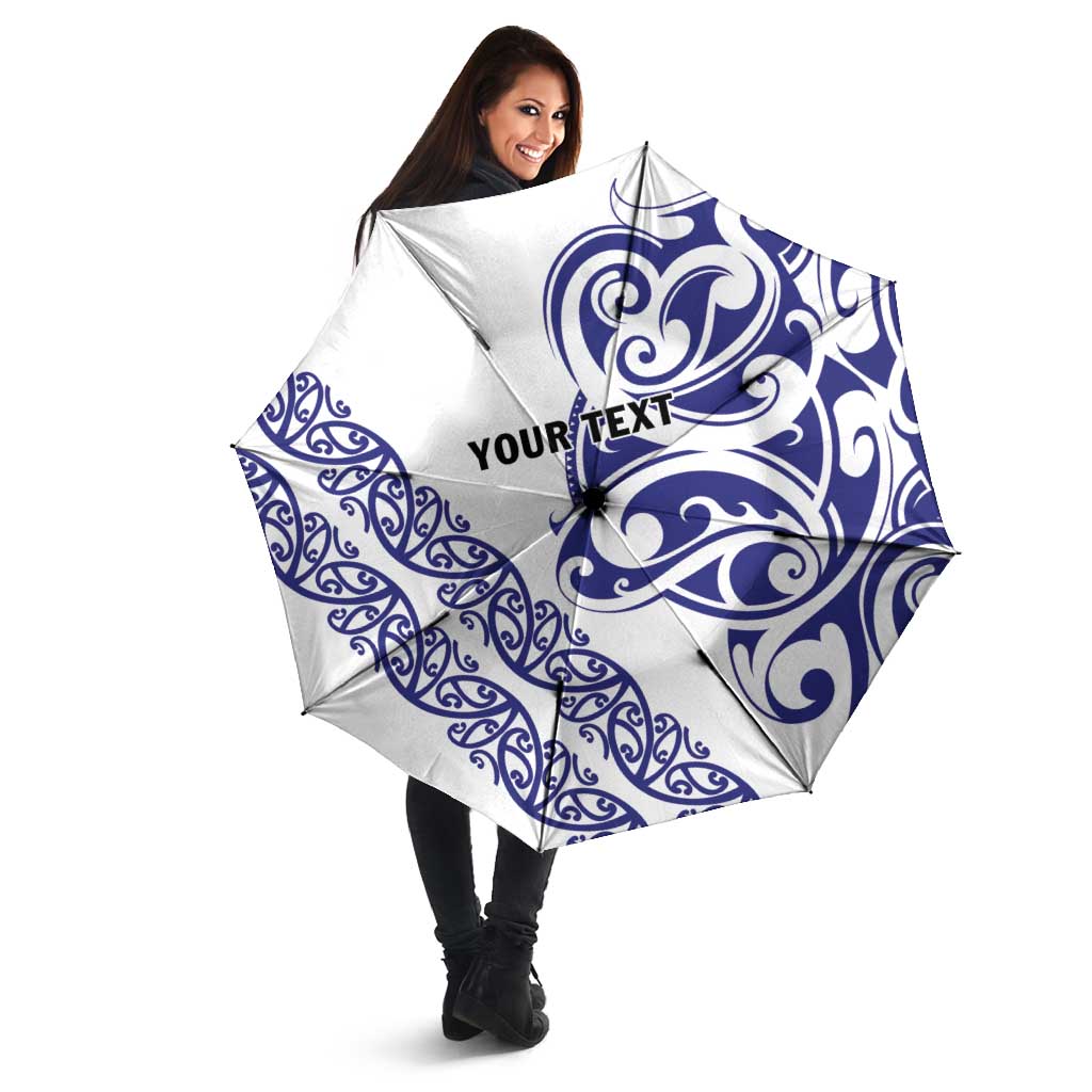 All White Maori Tribal Tattoo Personalised Umbrella Dark Blue Polynesian Style LT9 - Polynesian Pride
