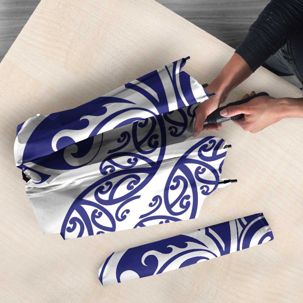 All White Maori Tribal Tattoo Personalised Umbrella Dark Blue Polynesian Style LT9 - Polynesian Pride